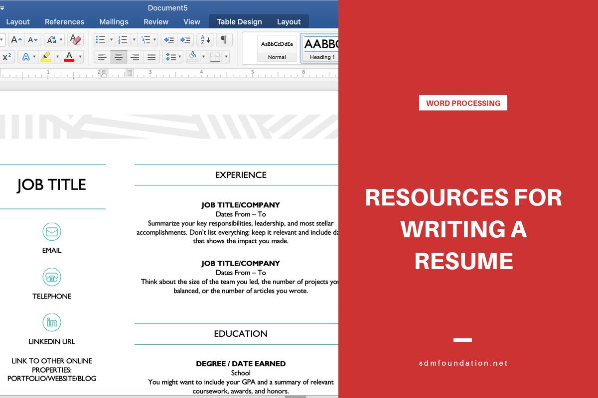 Resources for Writing a Resume - SDM Foundation
